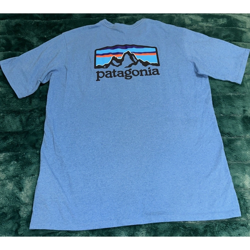 Patagonia Men Size Medium Fitz Roy Horizons Responsibili-Tee T-Shirt Blue